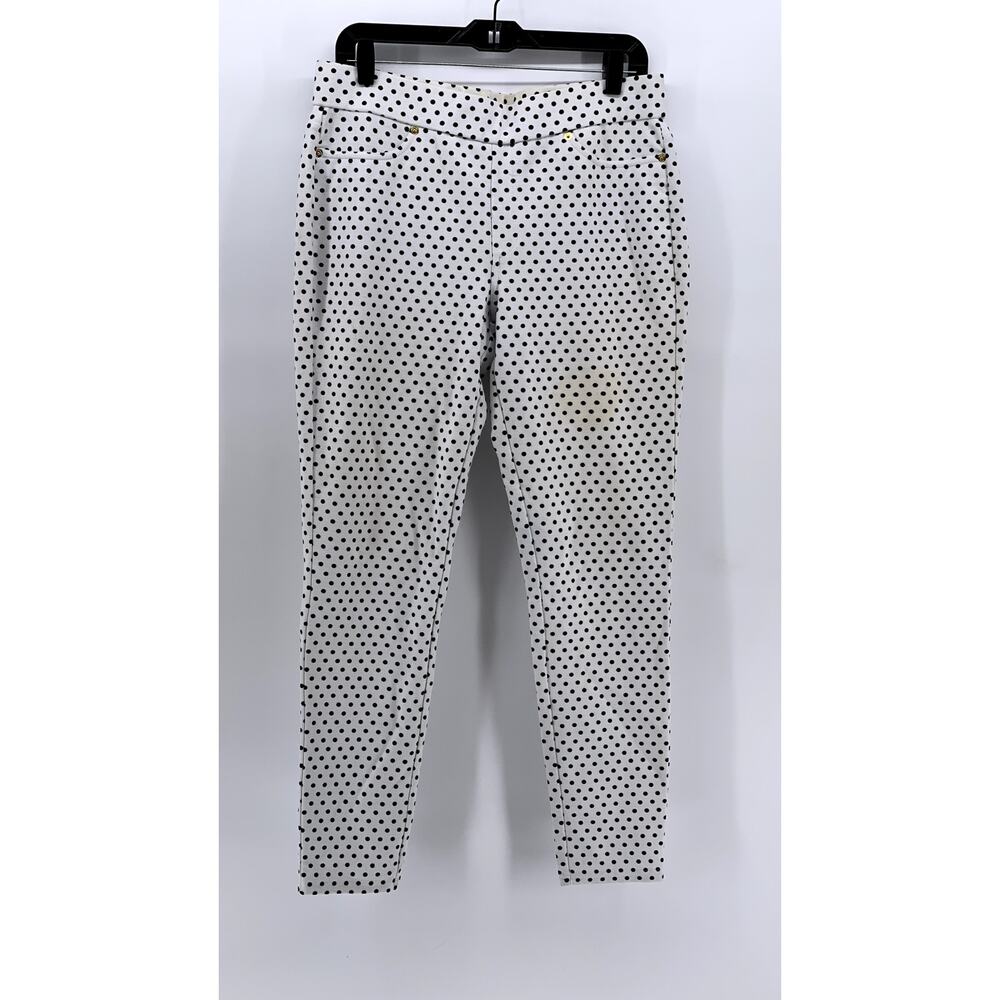 UNBRANDED Women's White-Black Polka Dot Slim Leg Pants SZ S